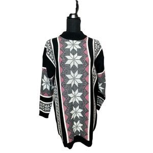 NAN DORSEY Vintage Snowflake Star Design Long Sweater Size Large